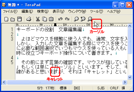 �J�[�\���ƃL�����b�g